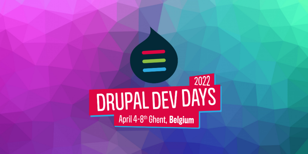 Drupal Dev Days 2022 logo on colorful background