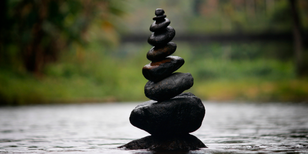 Simple sculpture made of balanced rocks