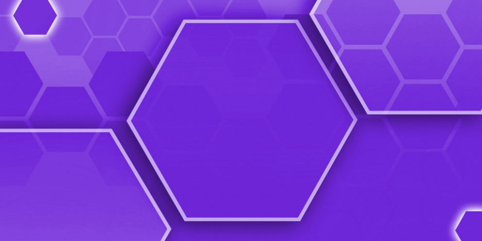 Differently sized purple hexagons