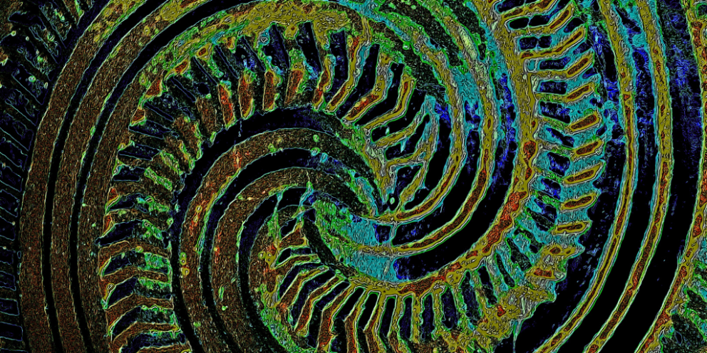Abstract multicolored spiral art