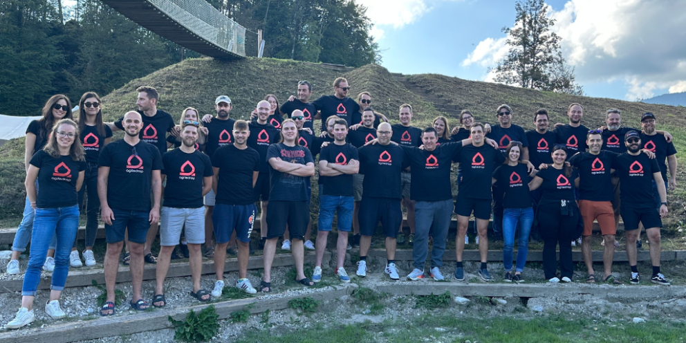 Group photo from the 2023 Agiledrop family picnic