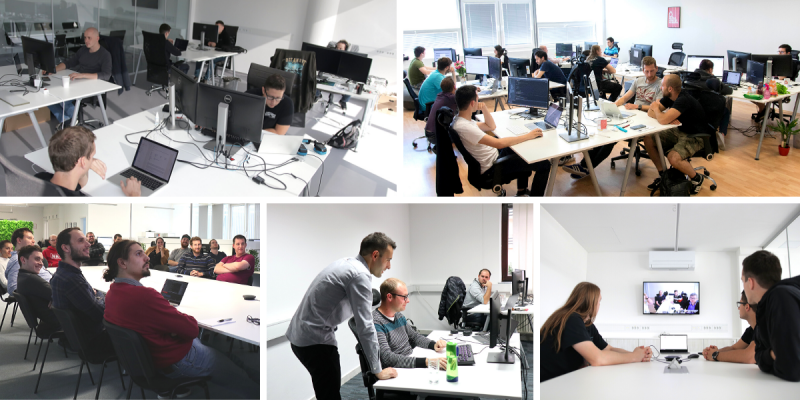 Collage of snapshots from different Agiledrop offices
