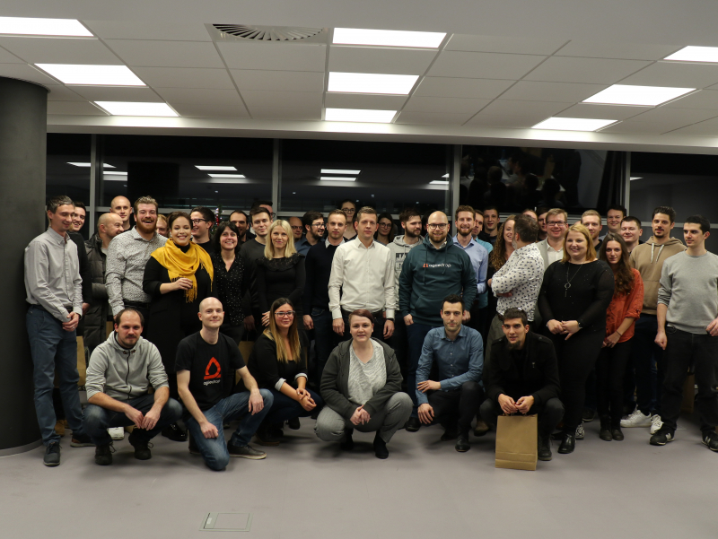 Agiledrop Christmas 2019 group photo in Celje office