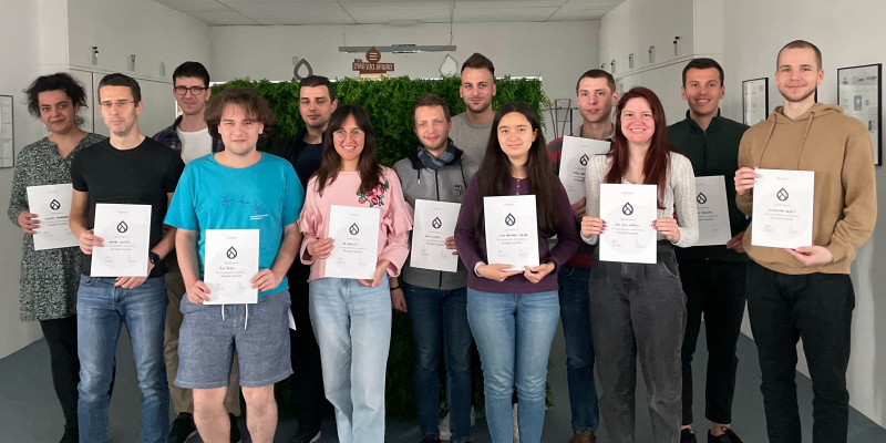 Agiledrop Drupal workshop 2022 group photo with certifications
