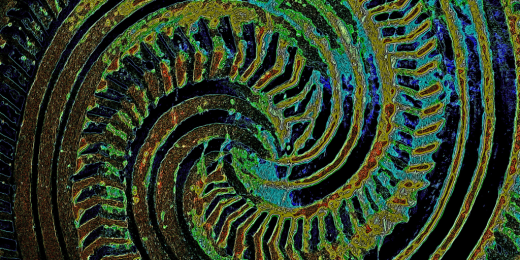 Abstract multicolored spiral art